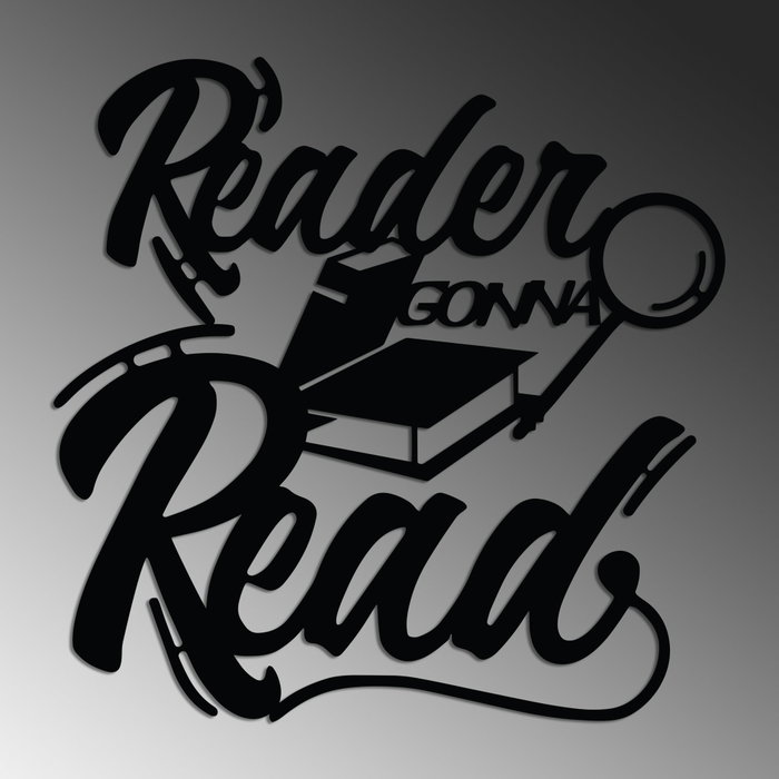 Wallity Reader Gonna Read Escultura de pared de metal Negra
